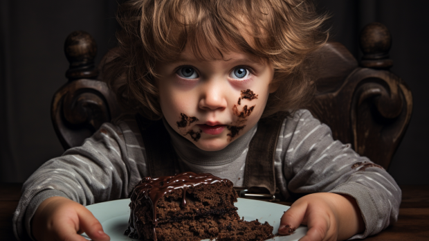 A kid eating cake
